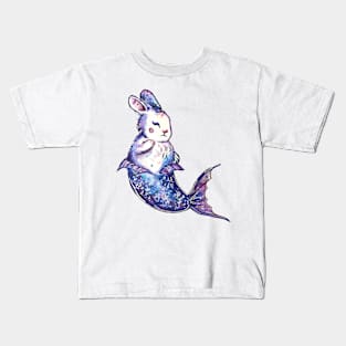 White Bunny Mermaid Kids T-Shirt